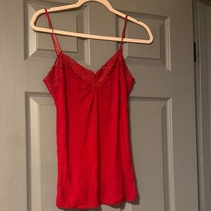 Red Lace Trim Cami Camisole Tank Top Worthington Size Medium cute and flirty